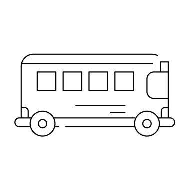 Otobüs simgesi. Okul taşıma sembolü. vektör illüstrasyonu