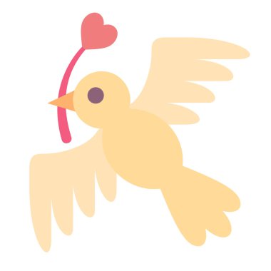 Uçan ve kalbi tutan bir kuşun vektör çizimi