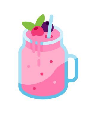 Sütlü bardakta çilekli smoothie