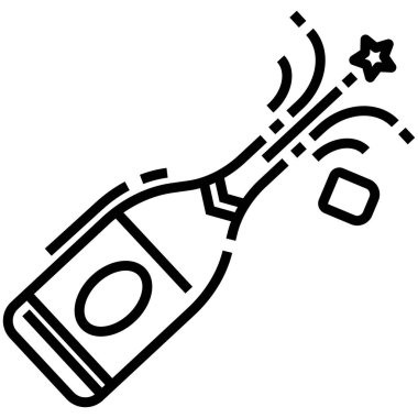 Şampanya, ikon, vektör illüstrasyonu 