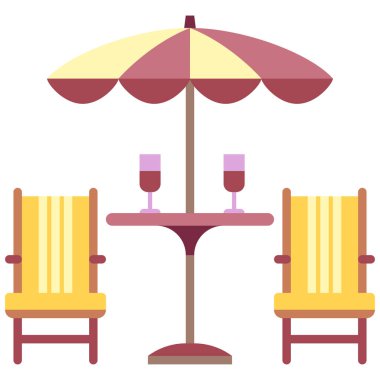 Plaj ve şezlongların vektör çizimi