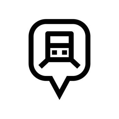 Konuşma baloncuğu simgesinde tren, vektör illüstrasyonu