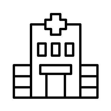 Hastane çizgi simgesi, vektör illüstrasyonu