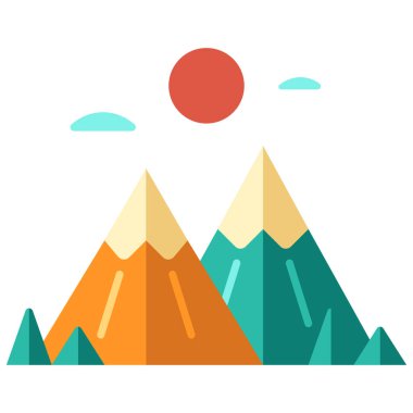 Dağların ve dağ manzarasının vektör çizimi