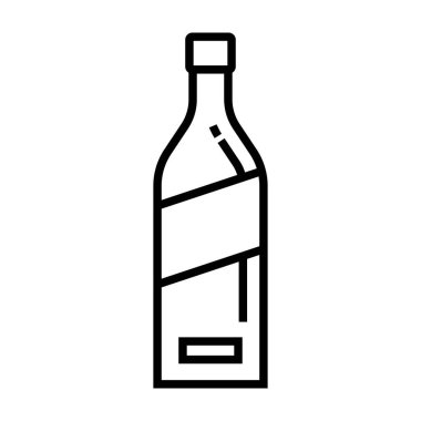 Beyaz arka planda izole edilmiş ana hatlı bir şişe simgesinin vektör çizimi. alkol sembolü vektör çizimi.