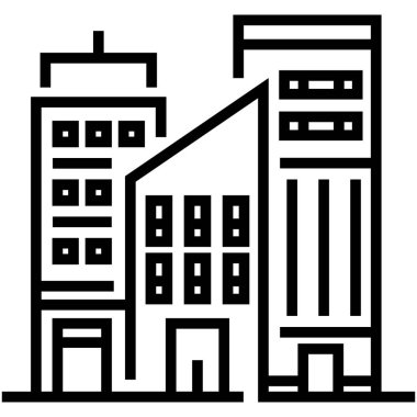 Büyük şehir binalarının vektör illüstrasyonu