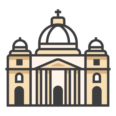 Kilise ikonu. Web için cami vektör simgelerinin düz çizimi