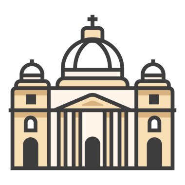 Kilise ikonu. Web için cami vektör simgelerinin düz çizimi