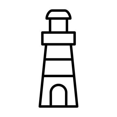 Beyaz arka planda izole edilmiş siyah çizgili deniz feneri simgesi. din sembolü illüstrasyon.