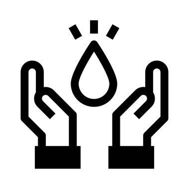 Su damlasını havada tutan ellerin vektör çizimi