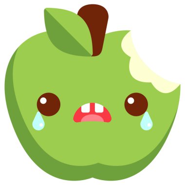 Yeşil bir elmanın karikatür çizimi