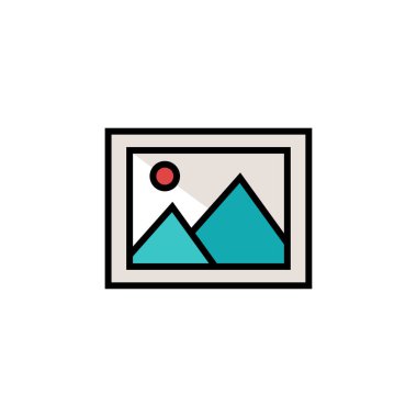 güzel dağ manzarası ekran web simgesi, vektör illüstrasyonu    