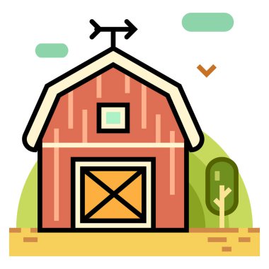 ev kırsal web simgesi, vektör illüstrasyonu  