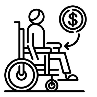 Tekerlekli sandalye ikonu vektör illüstrasyon tasarımına sahip insan figürü