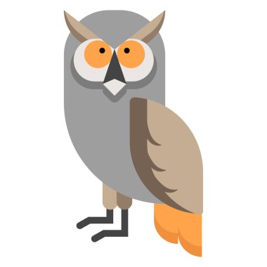 Beyaz arka planda sevimli çizgi film baykuşu