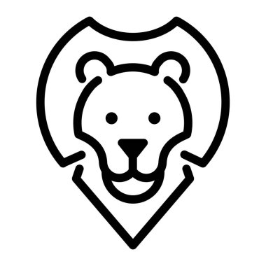 aslan yassı ikon vektör çizimi