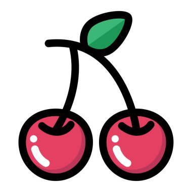 kiraz, simge, vektör illüstrasyonu   