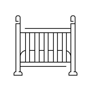 Bebek beşiği simgesi beyaz arkaplanda izole edilmiş. Çocuklar için sembol vektör illüstrasyonu.