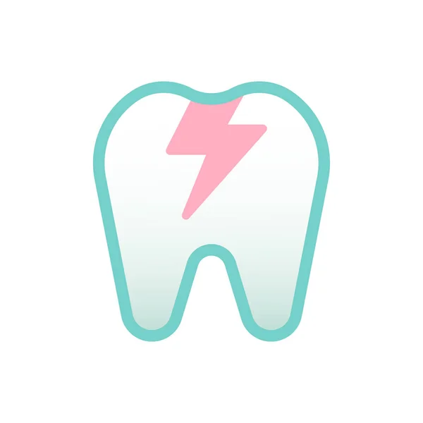 Gebrochener Zahn Flache Icon Vektor Illustration — Stockvektor
