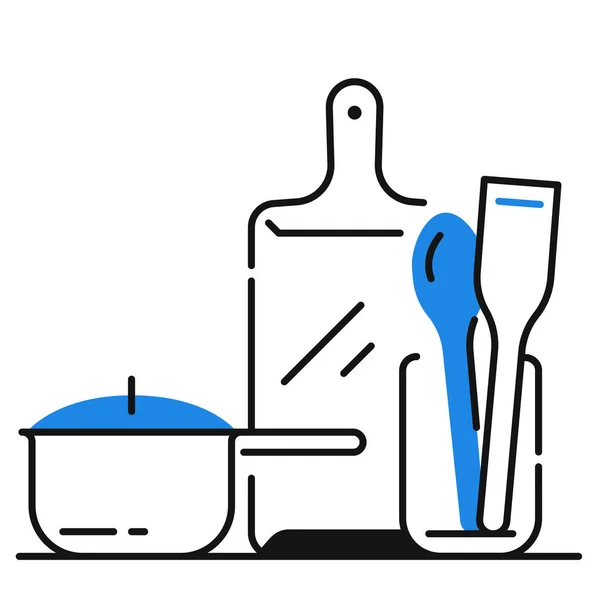 Ilustrasi Vektor Ikon Datar Kitchenware - Stok Vektor