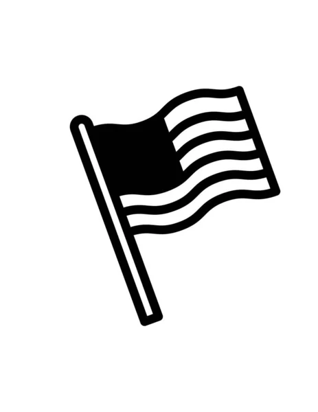 Flagga Ikon Svart Stil Isolerad Vit Bakgrund Tyg Symbol Vektor — Stock vektor