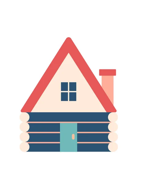 Haus Mit Dach Und Rotem Band — Stockvektor