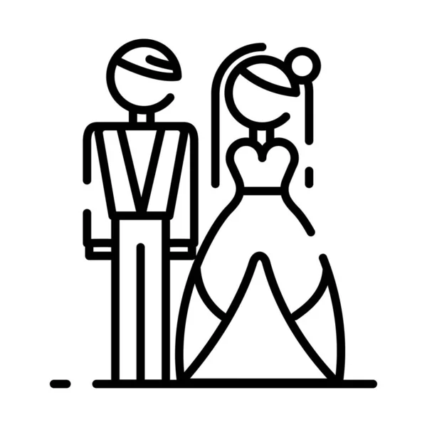 Couple Amour Ligne Icône — Image vectorielle