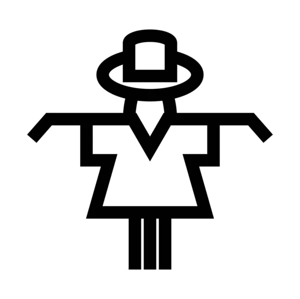 Female Scarecrow Fat Line Vector Icon — Stock Vector