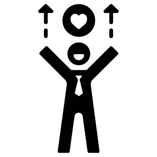 Homme Affaires Avec Une Icône Coeur — Image vectorielle