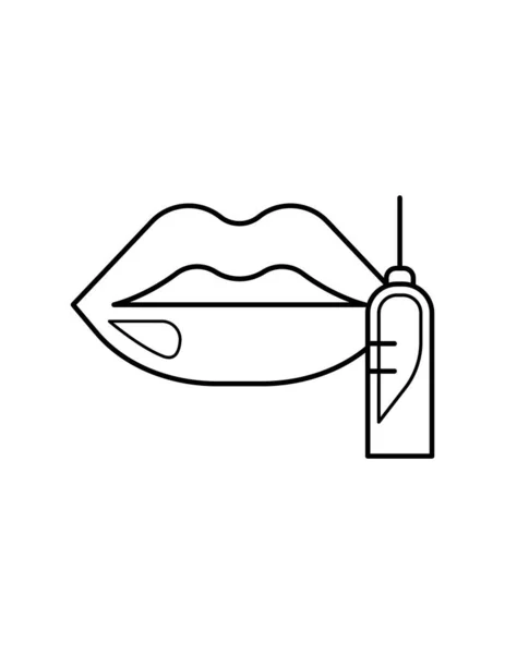 Lippen Injectiespuit Pictogram Geïsoleerd Witte Achtergrond Vectorillustratie — Stockvector