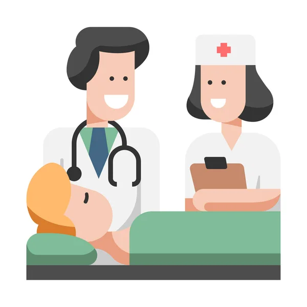 Arzt Und Krankenschwester Symbol Vektor Illustration Grafik Design — Stockvektor