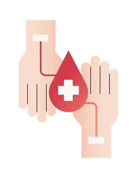 Mano Sosteniendo Corazón Con Una Cruz Una Gota Sangre — Archivo Imágenes Vectoriales