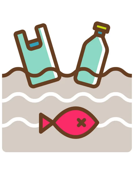 Ilustracja Wektorowa Zanieczyszczonej Wody Martwych Ryb Ilustracja Stockowa