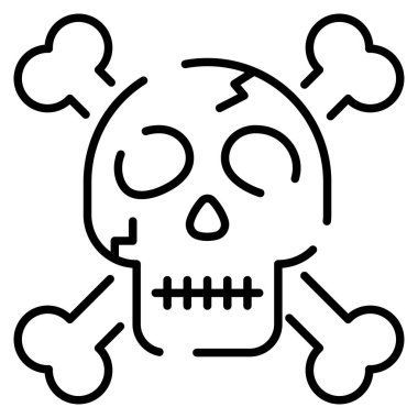 kafatası ve çapraz kemikler düz vektör simgesi. Biçim, beyaz arkaplanda çift renkli ve cyan sembolüdür