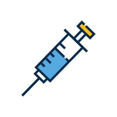 Siyah şekilli şırınga simgesi beyaz arkaplanda izole edildi. tıbbi sembol vektör illüstrasyonu.