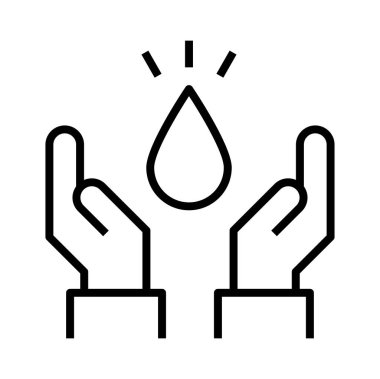 Su damlasını havada tutan ellerin vektör çizimi