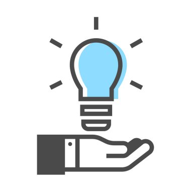 İnsan eli ampul ikonu vektör illüstrasyonu tutuyor