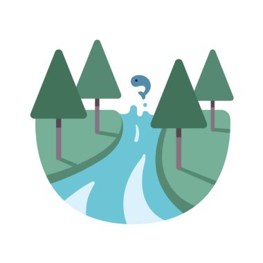 Yeşil otlu bir ağacın vektör çizimi