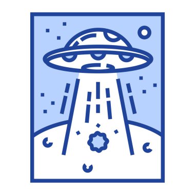 Mavi ve beyaz bir ikonun vektör illüstrasyonu