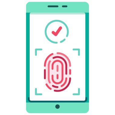 Parmak izi korumalı mobil vektör illüstrasyonu