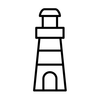 Beyaz arka planda izole edilmiş siyah çizgili deniz feneri simgesi. din sembolü illüstrasyon.