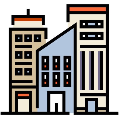 Büyük şehir binalarının vektör illüstrasyonu