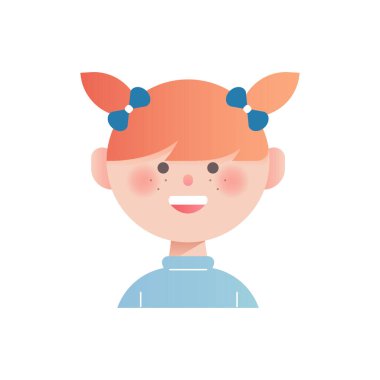 Şirin kız yüzü ikon vektör illüstrasyon grafik tasarımı