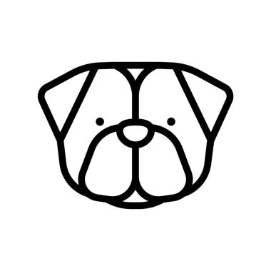  Pug simgesi, vektör illüstrasyonu 
