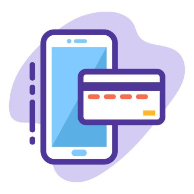 mobil ödemeler ve teknoloji çizgisi vektör simgesi.