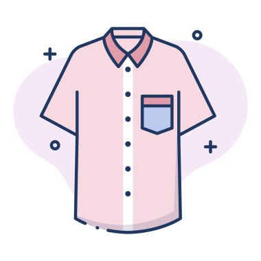 Papyonlu, uzun, pembe bir gömleğin vektör çizimi.