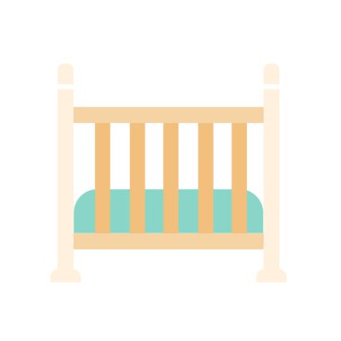 bebek beşiği simgesi beyaz arkaplanda izole edilmiş basit bir stilde. Çocuk karyolası