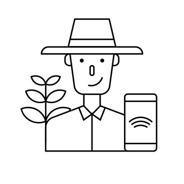 çiftçi ve buğday ikonu vektör illüstrasyon grafik tasarımı