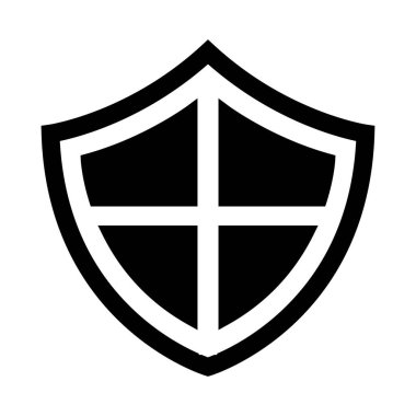 Kalkan simgesi. Güvenlik ve güvenlik teması. Yalnız tasarım. vektör illüstrasyonu