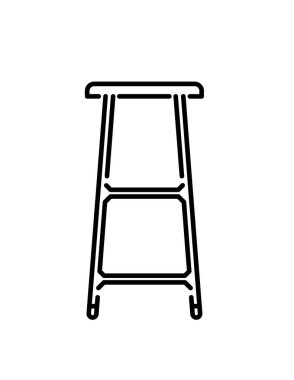 Beyaz arkaplanda izole edilmiş siyah renkli sandalye simgesi. restoran sembolü illüstrasyonu.